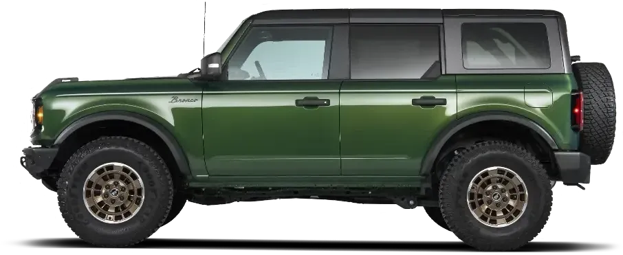 A profile image of a Bronco with the Sinister Bronze package.